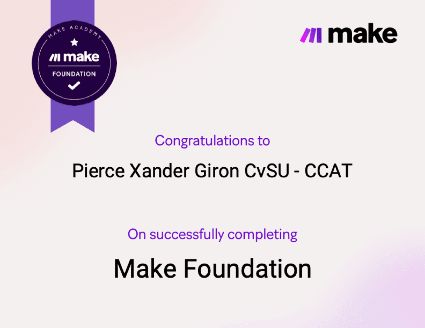 Make Foundation certificate