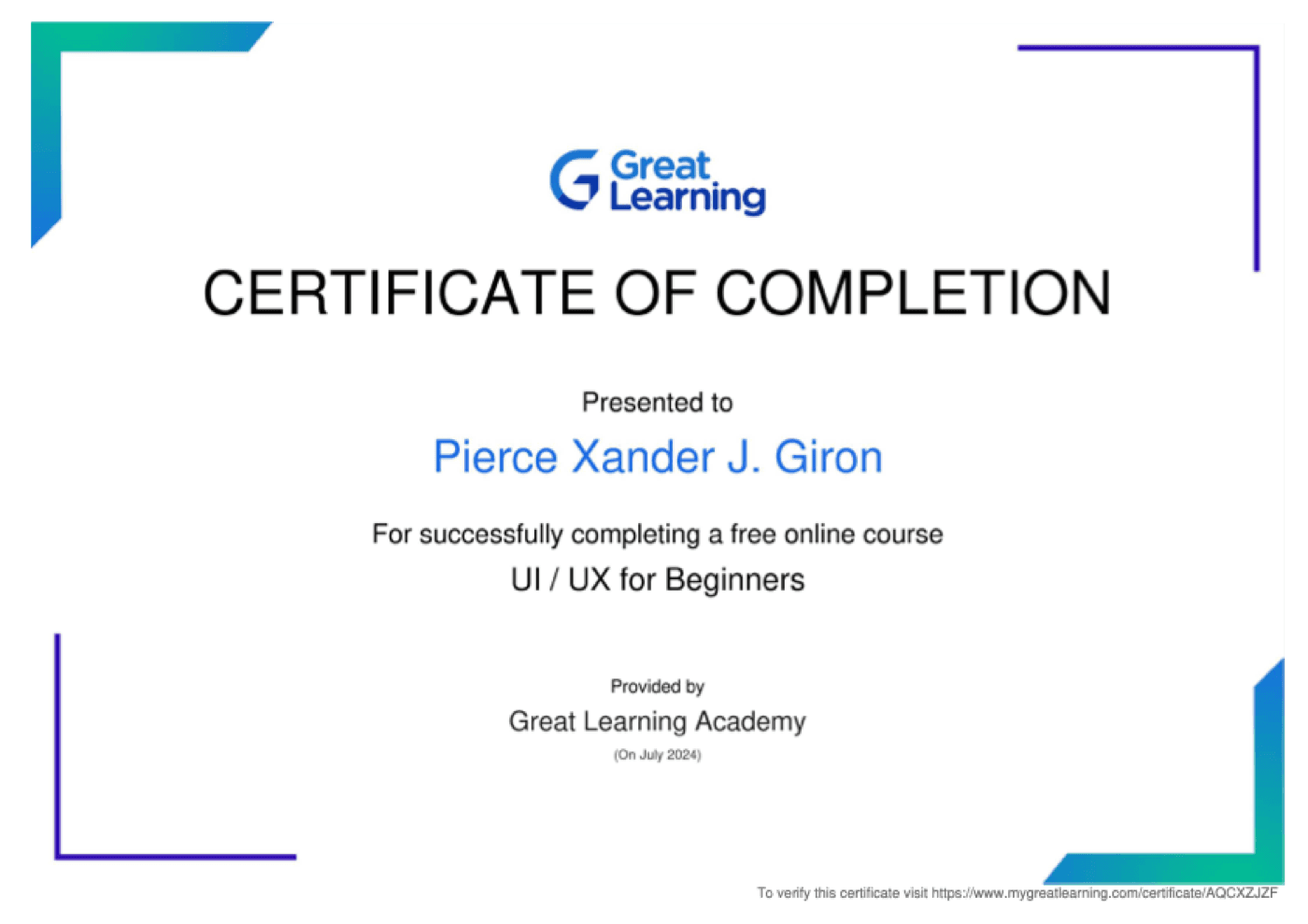 UI UX certificate